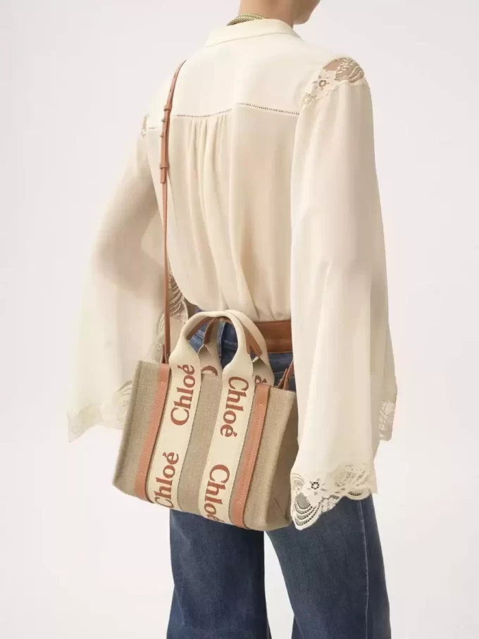 Piccola borsa tote Woody in lino Piccola borsa tote Woody in lino