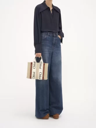 Piccola borsa tote Woody in lino