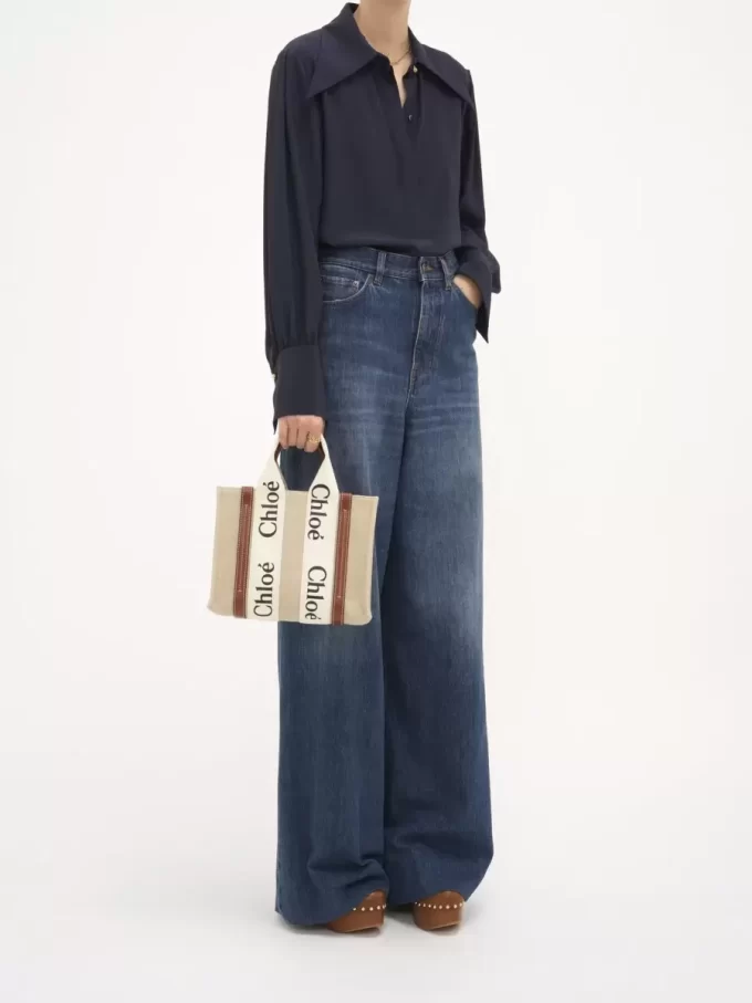 Piccola borsa tote Woody in lino Piccola borsa tote Woody in lino