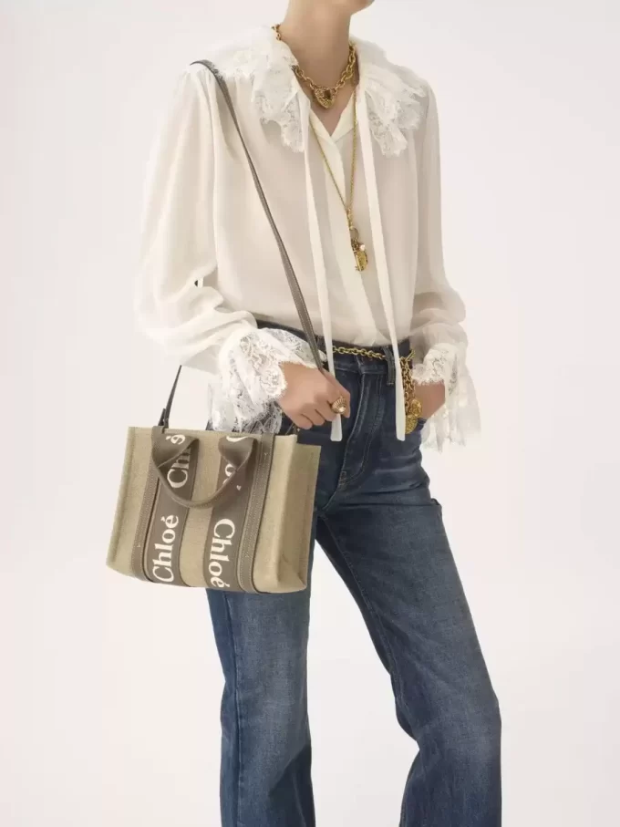 Piccola borsa tote Woody in lino Piccola borsa tote Woody in lino