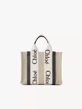 Piccola borsa tote Woody in lino