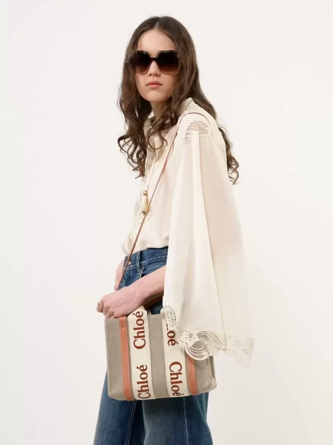Piccola borsa tote Woody in lino Piccola borsa tote Woody in lino