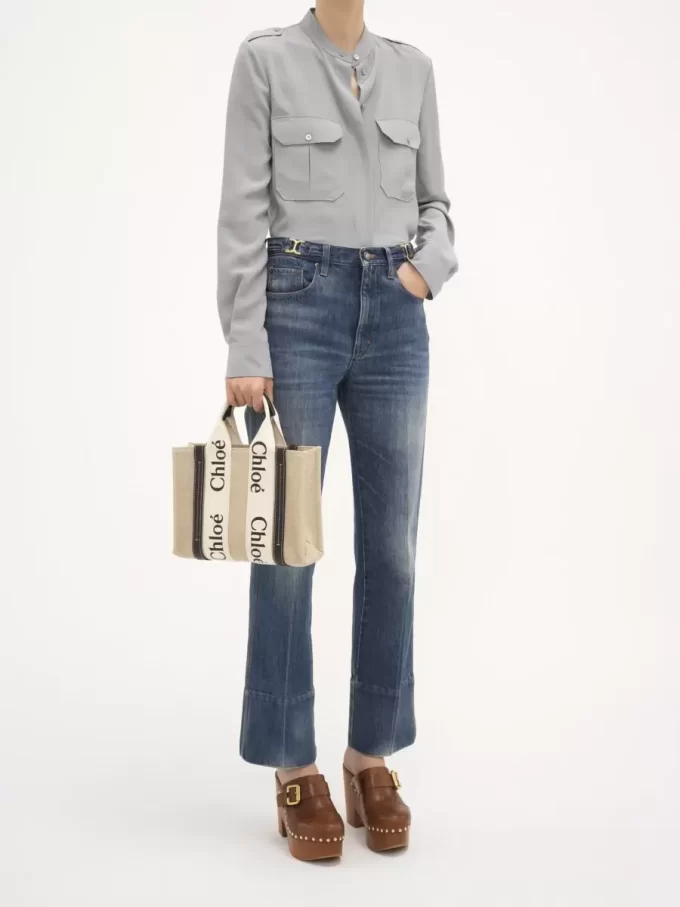 Piccola borsa tote Woody in lino Piccola borsa tote Woody in lino