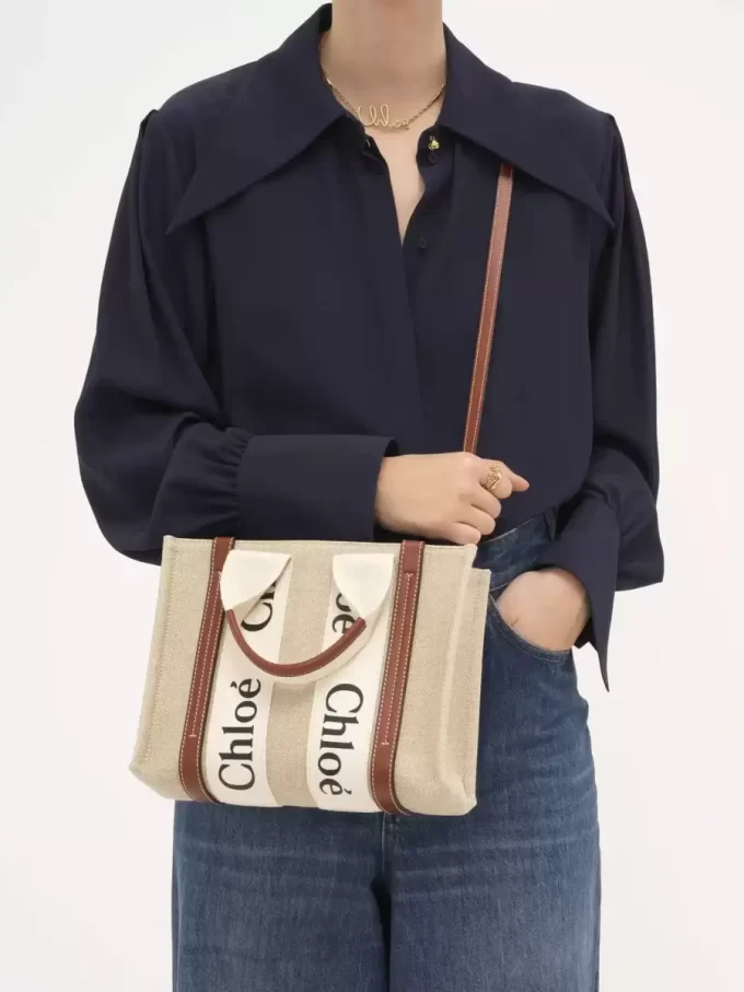 Piccola borsa tote Woody in lino Piccola borsa tote Woody in lino