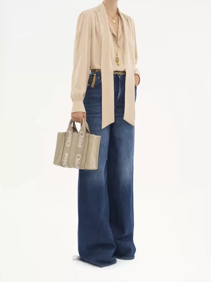 Piccola borsa tote Woody in lino Piccola borsa tote Woody in lino