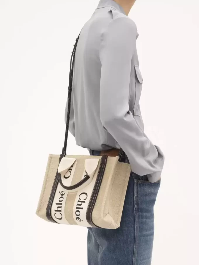 Piccola borsa tote Woody in lino Piccola borsa tote Woody in lino
