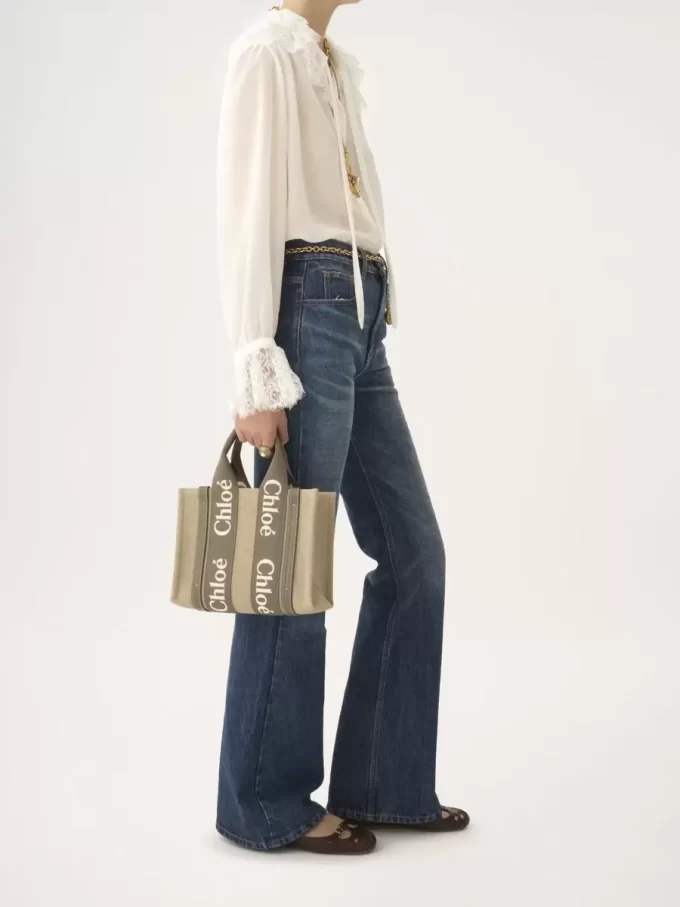 Piccola borsa tote Woody in lino Piccola borsa tote Woody in lino
