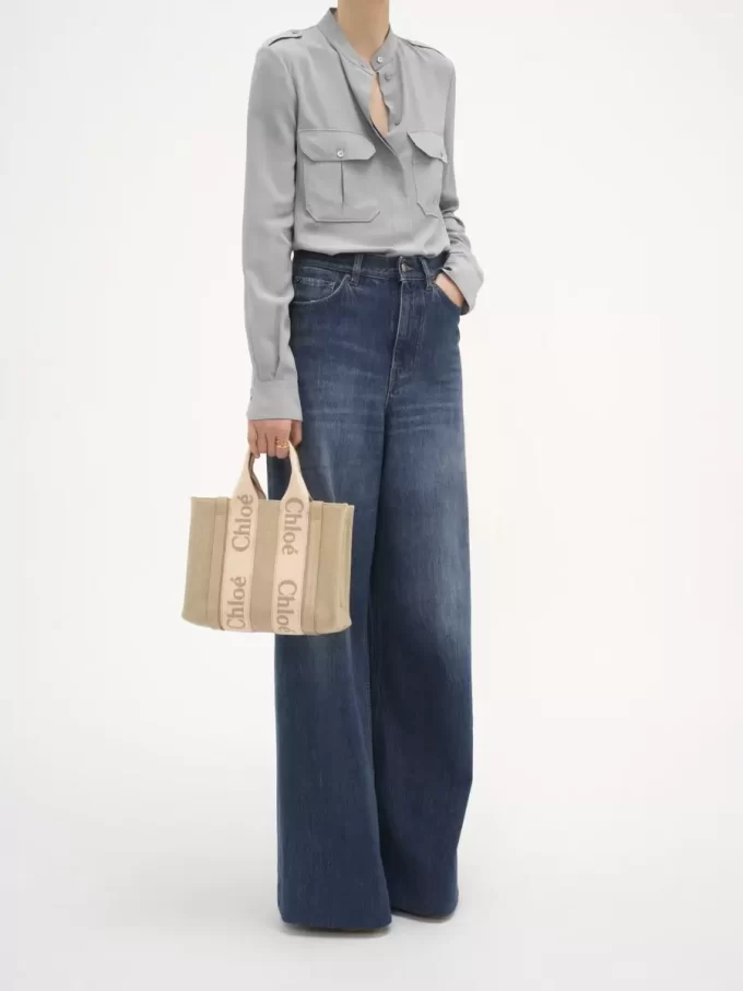 Piccola borsa tote Woody in lino Piccola borsa tote Woody in lino
