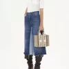 Piccola borsa tote Woody in lino e pelle Piccola borsa tote Woody in lino e pelle