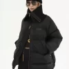 Piumino a collo alto in nylon lucido
