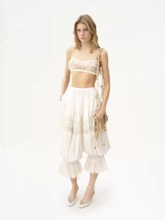 Reggiseno a balze con spalline sottili in pizzo ricamato