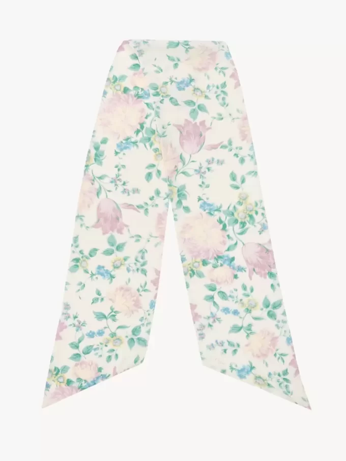 Sciarpa a fascia larga Chloé Peonies in charmeuse di seta Sciarpa a fascia larga Chloé Peonies in charmeuse di seta