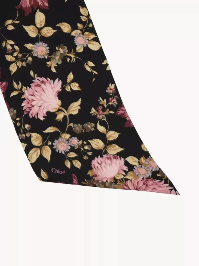 Sciarpa a fascia larga Chloé Peonies in charmeuse di seta Sciarpa a fascia larga Chloé Peonies in charmeuse di seta