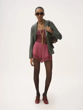 Shorts lingerie in crêpe de chine bordati in pizzo Shorts lingerie in crêpe de chine bordati in pizzo