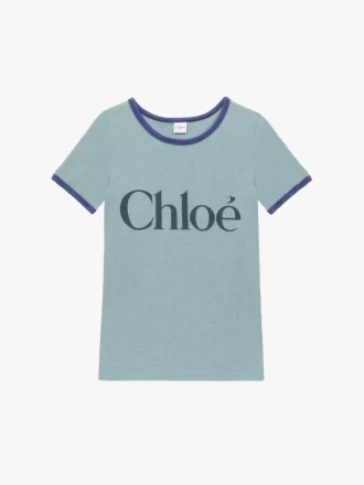T-shirt aderente con logo in jersey misto cotone T-shirt aderente con logo in jersey misto cotone