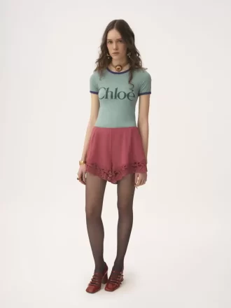 T-shirt aderente con logo in jersey misto cotone T-shirt aderente con logo in jersey misto cotone