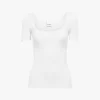 T-shirt aderente con scollo a barchetta in cotone T-shirt aderente con scollo a barchetta in cotone