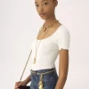 T-shirt aderente con scollo a barchetta in cotone T-shirt aderente con scollo a barchetta in cotone