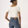 T-shirt aderente con scollo a barchetta in cotone T-shirt aderente con scollo a barchetta in cotone