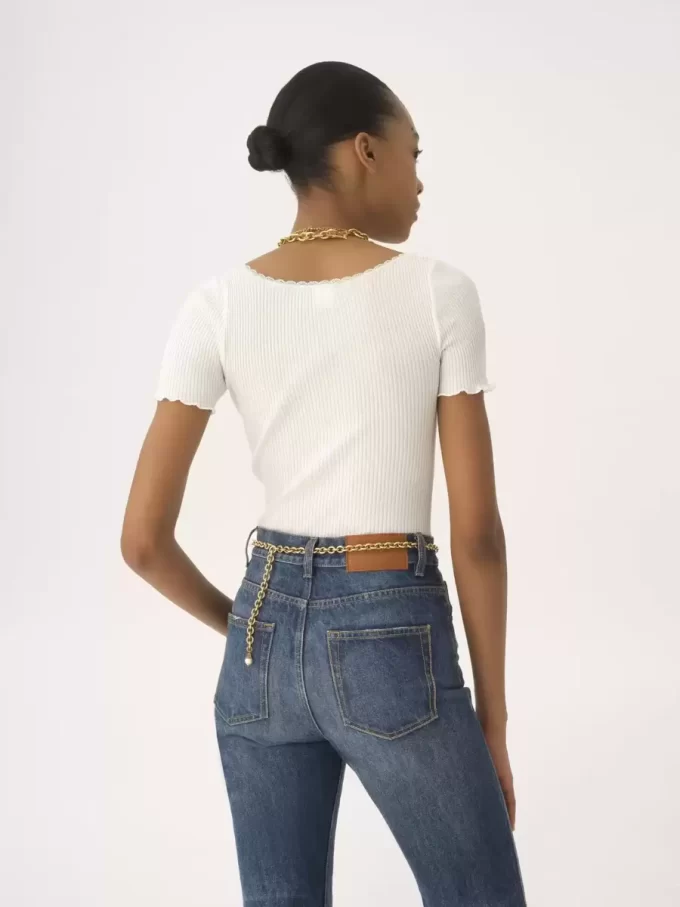 T-shirt aderente con scollo a barchetta in cotone T-shirt aderente con scollo a barchetta in cotone