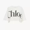 T-shirt corta con logo squadrato in jersey di cotone T-shirt corta con logo squadrato in jersey di cotone