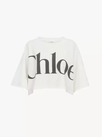 T-shirt corta con logo squadrato in jersey di cotone