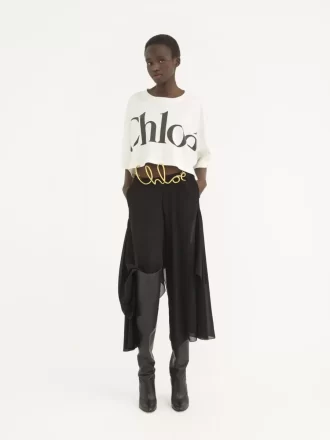 T-shirt corta con logo squadrato in jersey di cotone