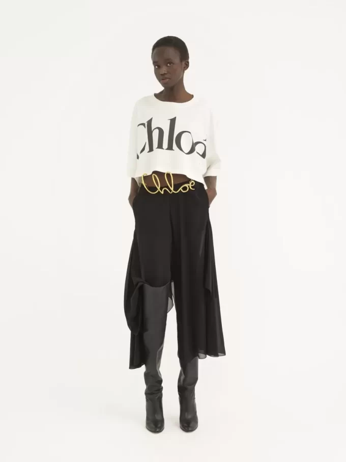 T-shirt corta con logo squadrato in jersey di cotone T-shirt corta con logo squadrato in jersey di cotone