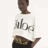 T-shirt corta con logo squadrato in jersey di cotone T-shirt corta con logo squadrato in jersey di cotone