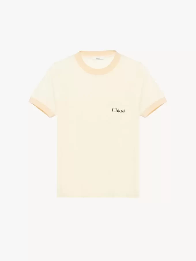 T-shirt girocollo con logo in jersey di cotone T-shirt girocollo con logo in jersey di cotone