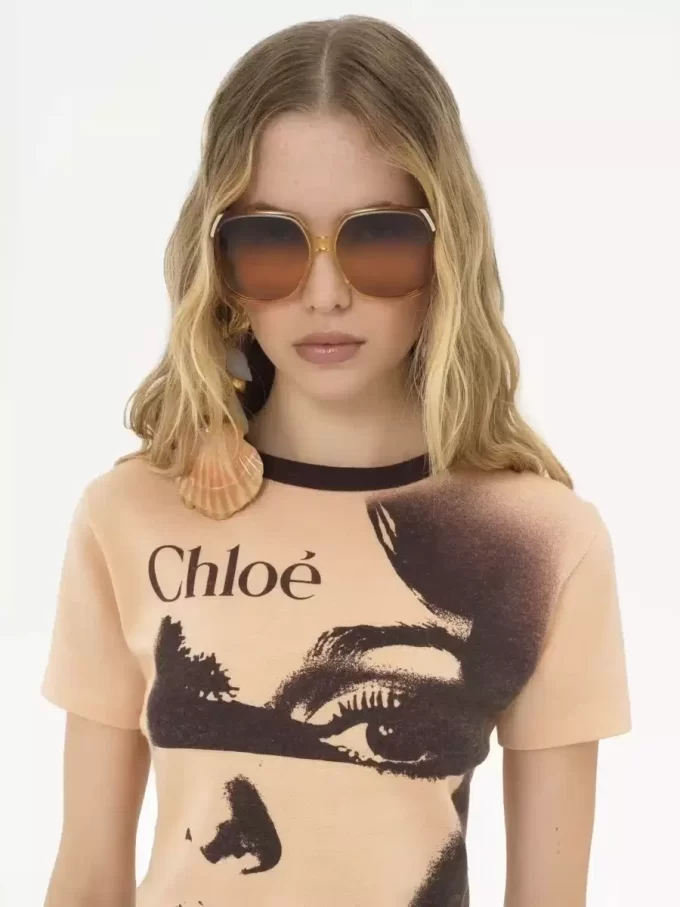T-shirt girocollo con logo in jersey di cotone T-shirt girocollo con logo in jersey di cotone