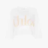 T-shirt oversize con logo corto in jersey di cotone T-shirt oversize con logo corto in jersey di cotone