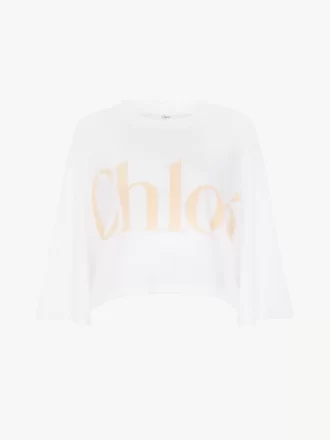 T-shirt oversize con logo corto in jersey di cotone