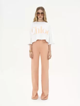 T-shirt oversize con logo corto in jersey di cotone