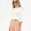 T-shirt oversize con logo corto in jersey di cotone T-shirt oversize con logo corto in jersey di cotone