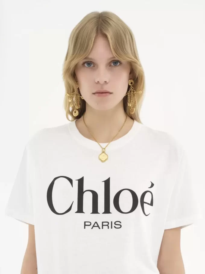 T-shirt oversize con logo in jersey di cotone T-shirt oversize con logo in jersey di cotone