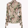 Top a collo alto con bottoni in jersey di lana Top a collo alto con bottoni in jersey di lana