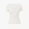 Top aderente con scollo a barchetta in maglia di lana e pizzo Top aderente con scollo a barchetta in maglia di lana e pizzo