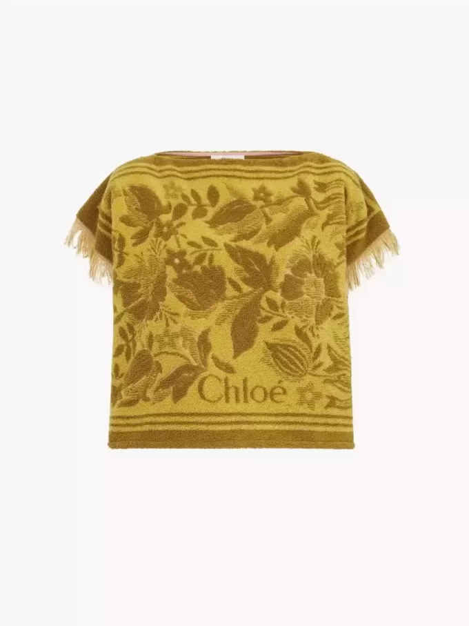 Top con scollo a barca e logo in cotone jacquard Top con scollo a barca e logo in cotone jacquard
