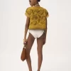 Top con scollo a barca e logo in cotone jacquard Top con scollo a barca e logo in cotone jacquard