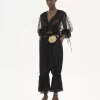 Pantaloni corti fluidi in charmeuse di seta e pizzo Pantaloni corti fluidi in charmeuse di seta e pizzo