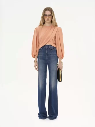 Jeans a zampa a vita alta in denim Jeans a zampa a vita alta in denim