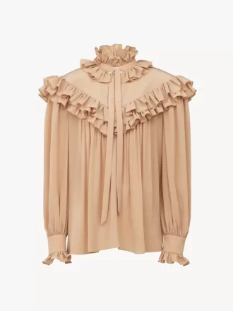 Top oversize con volant in crêpe de chine Top oversize con volant in crêpe de chine