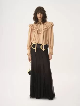 Top oversize con volant in crêpe de chine Top oversize con volant in crêpe de chine