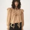 Top oversize con volant in crêpe de chine Top oversize con volant in crêpe de chine