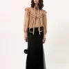 Top oversize con volant in crêpe de chine Top oversize con volant in crêpe de chine