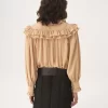 Top oversize con volant in crêpe de chine Top oversize con volant in crêpe de chine