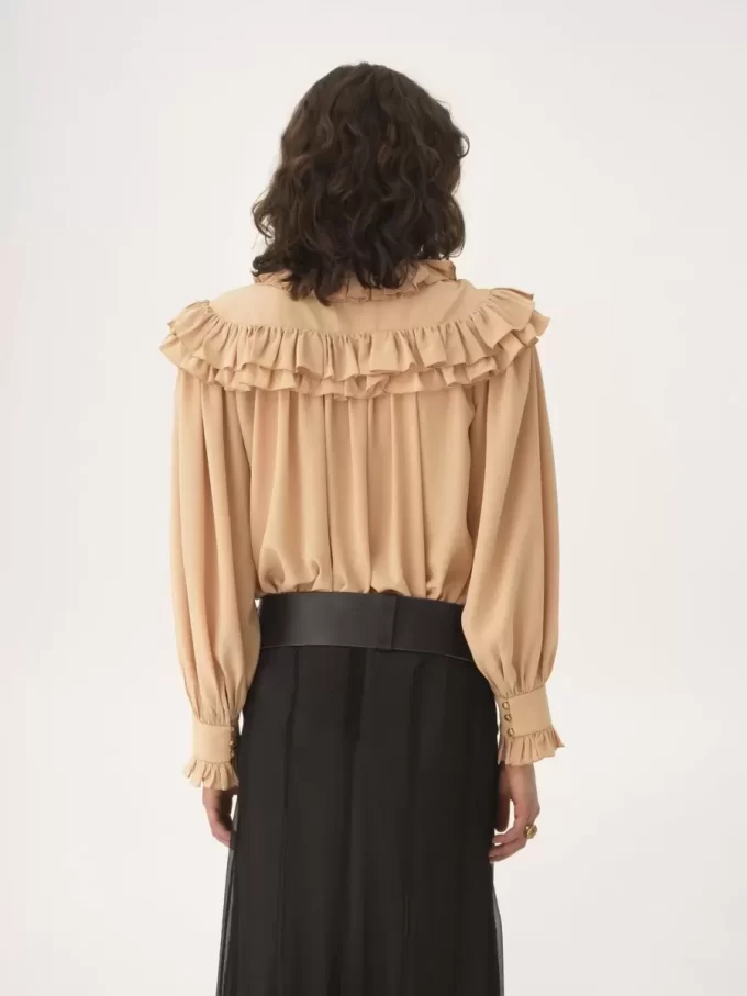 Top oversize con volant in crêpe de chine Top oversize con volant in crêpe de chine