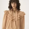 Top oversize con volant in crêpe de chine Top oversize con volant in crêpe de chine