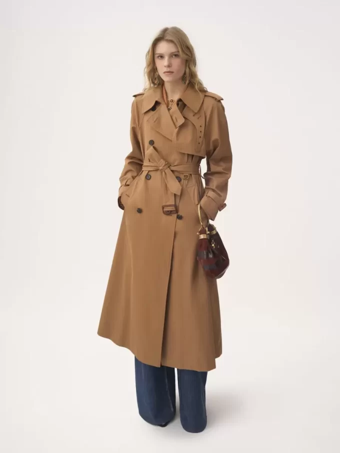 Trench lungo in gabardine di cotone Trench lungo in gabardine di cotone